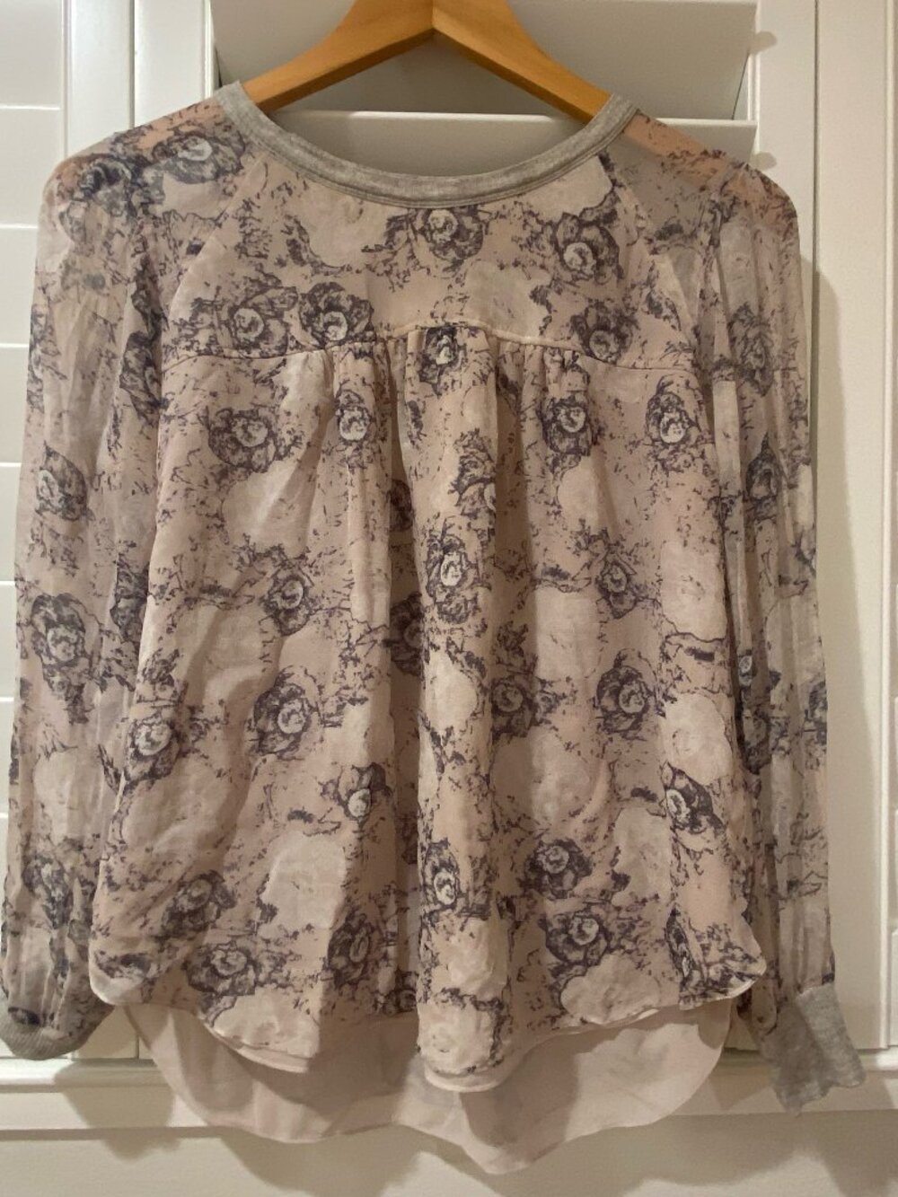 Rebecca Taylor Floral Sheer Long Sleeve Blouse Size 4